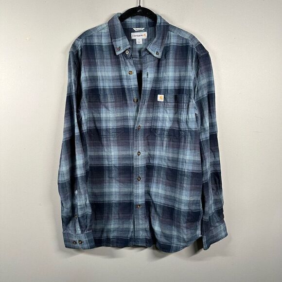 Carhartt men’s relaxed fit Hamilton flannel plaid button down shirt - Picture 2 of 10